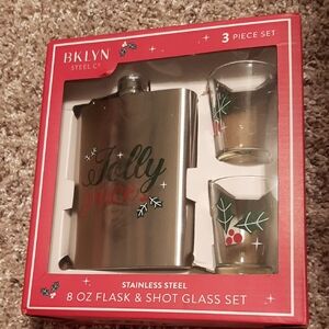 BKLYN Steel Co. Stainless Steel Flask and Shot Glass Set